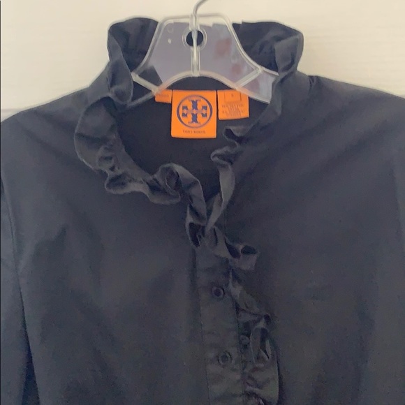 Tory Burch Tops - SALE Tory Burch black blouse with ruffles sz 6